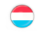 Luxembourg. Round button with metal frame. Download icon.
