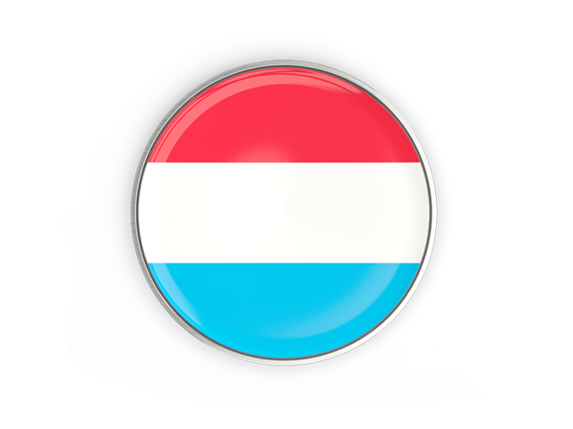 Round button with metal frame. Download flag icon of Luxembourg at PNG format