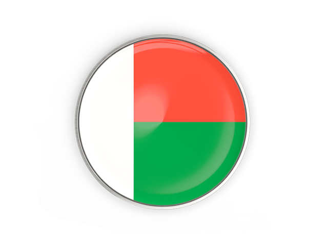 Round button with metal frame. Download flag icon of Madagascar at PNG format