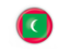 Maldives. Round button with metal frame. Download icon.