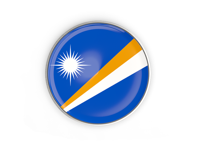 Round button with metal frame. Download flag icon of Marshall Islands at PNG format