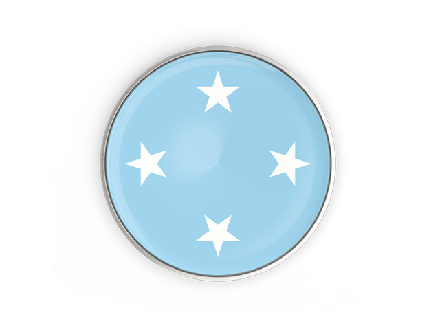 Round button with metal frame. Download flag icon of Micronesia at PNG format