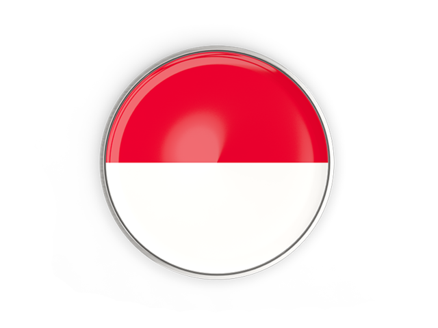 Круглая кнопка с металлической рамкой. Скачать флаг. Монако