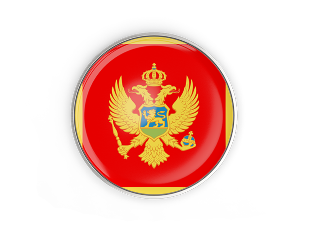 Round button with metal frame. Download flag icon of Montenegro at PNG format