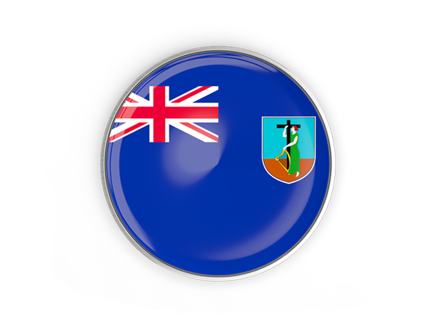 Round button with metal frame. Download flag icon of Montserrat at PNG format