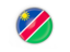 Namibia. Round button with metal frame. Download icon.