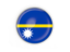 Nauru. Round button with metal frame. Download icon.