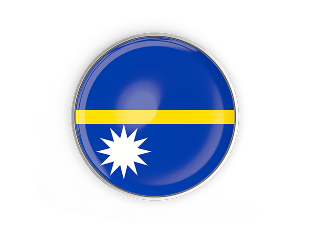 Round button with metal frame. Download flag icon of Nauru at PNG format