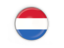 Netherlands. Round button with metal frame. Download icon.