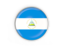 Nicaragua. Round button with metal frame. Download icon.