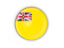 Niue. Round button with metal frame. Download icon.