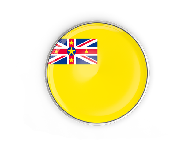 Round button with metal frame. Download flag icon of Niue at PNG format
