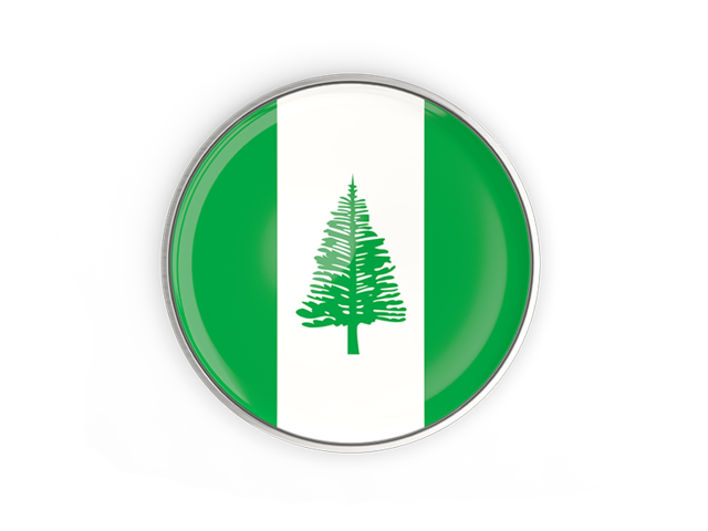 Round button with metal frame. Download flag icon of Norfolk Island at PNG format
