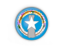 Northern Mariana Islands. Round button with metal frame. Download icon.