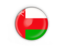 Oman. Round button with metal frame. Download icon.