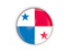 Panama. Round button with metal frame. Download icon.