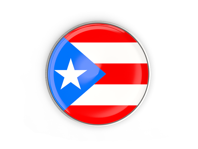 Round button with metal frame. Download flag icon of Puerto Rico at PNG format