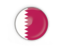 Qatar. Round button with metal frame. Download icon.