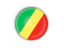 Republic of the Congo. Round button with metal frame. Download icon.