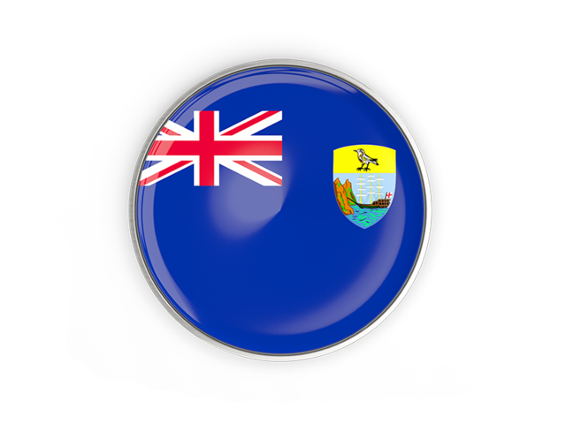 Round button with metal frame. Download flag icon of Saint Helena at PNG format