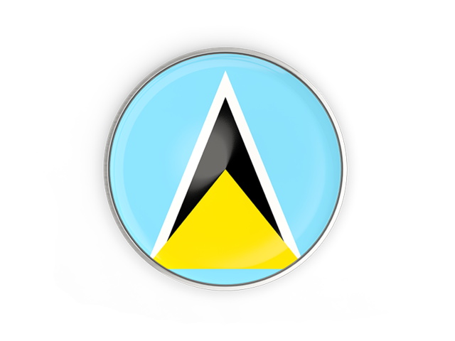 Round button with metal frame. Download flag icon of Saint Lucia at PNG format