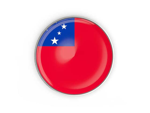 Round button with metal frame. Download flag icon of Samoa at PNG format