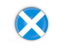 Scotland. Round button with metal frame. Download icon.