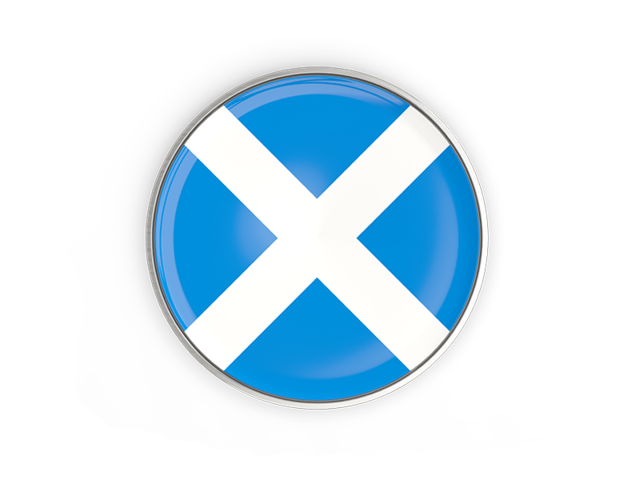 Round button with metal frame. Download flag icon of Scotland at PNG format