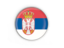 Serbia. Round button with metal frame. Download icon.