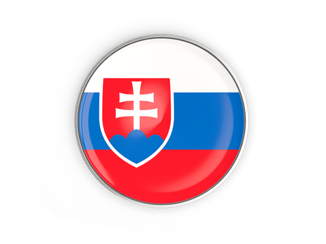 Round button with metal frame. Download flag icon of Slovakia at PNG format