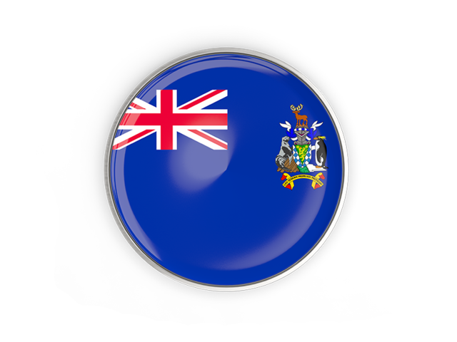 Round button with metal frame. Download flag icon of South Georgia and the South Sandwich Islands at PNG format