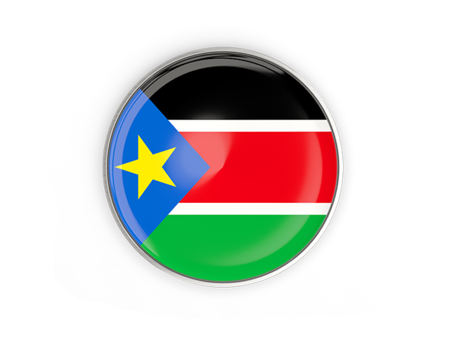 Round button with metal frame. Download flag icon of South Sudan at PNG format