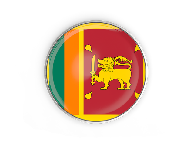 Round button with metal frame. Download flag icon of Sri Lanka at PNG format