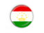 Tajikistan. Round button with metal frame. Download icon.
