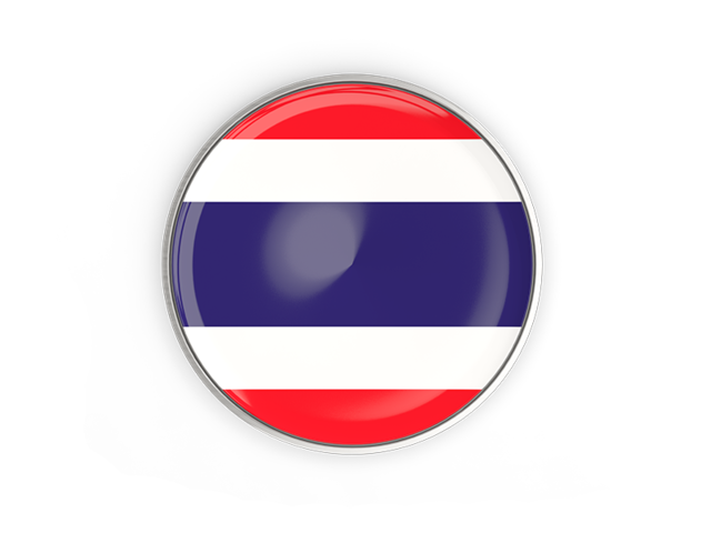 Round button with metal frame. Download flag icon of Thailand at PNG format