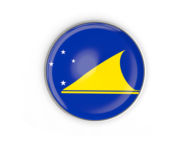 Round button with metal frame. Download flag icon of Tokelau at PNG format