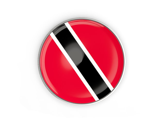 Round button with metal frame. Download flag icon of Trinidad and Tobago at PNG format