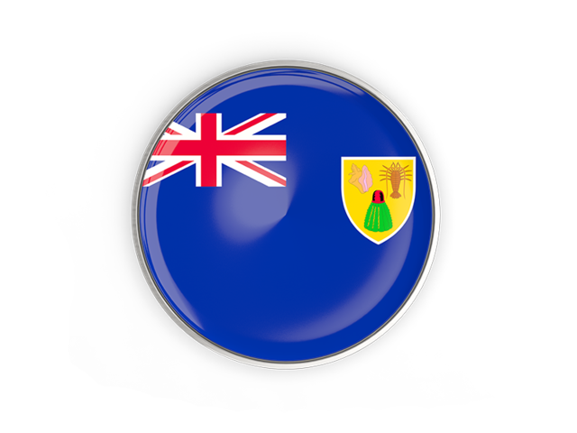 Round button with metal frame. Download flag icon of Turks and Caicos Islands at PNG format