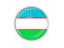 Uzbekistan. Round button with metal frame. Download icon.