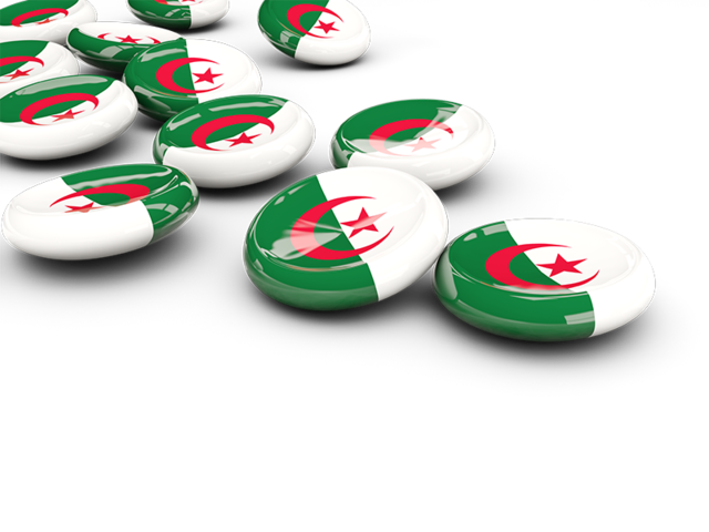 Round buttons. Download flag icon of Algeria at PNG format