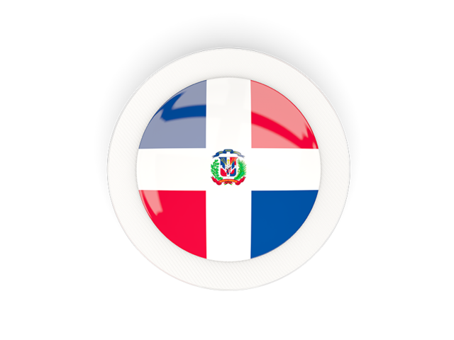 Круглая карбоновая иконка. Скачать флаг. Доминиканская Республика