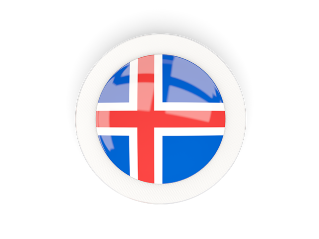 Круглая карбоновая иконка. Скачать флаг. Исландия