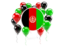 Afghanistan. Round flag with balloons. Download icon.