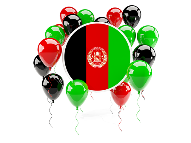 Round flag with balloons. Download flag icon of Afghanistan at PNG format