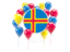 Aland Islands. Round flag with balloons. Download icon.