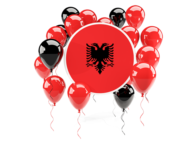 Round flag with balloons. Download flag icon of Albania at PNG format