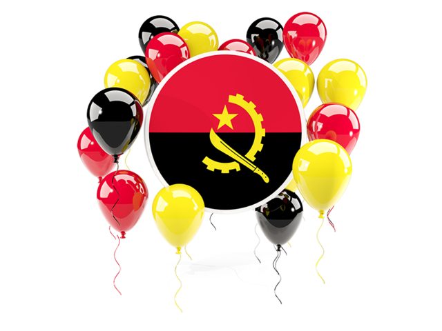 Round flag with balloons. Download flag icon of Angola at PNG format
