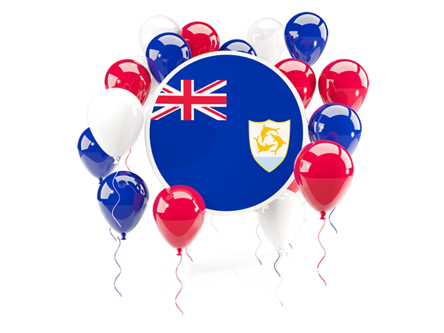 Round flag with balloons. Download flag icon of Anguilla at PNG format