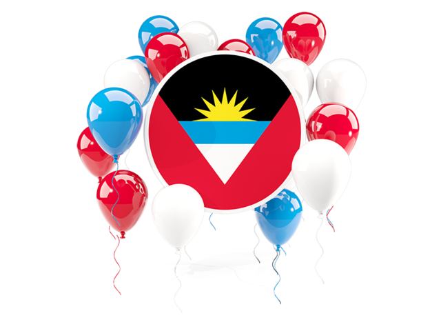 Round flag with balloons. Download flag icon of Antigua and Barbuda at PNG format