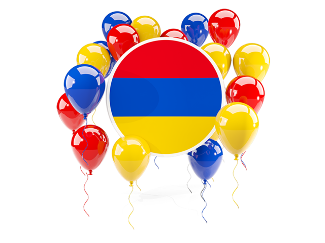 Round flag with balloons. Download flag icon of Armenia at PNG format